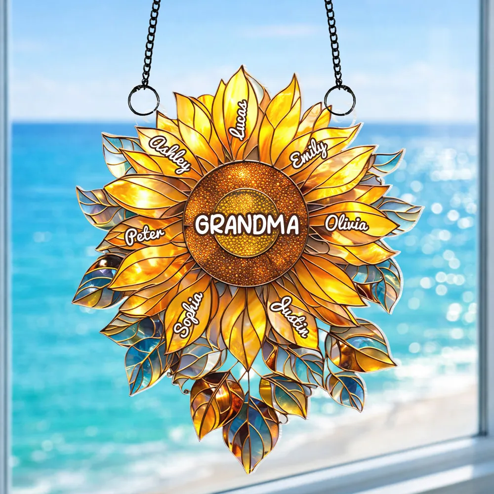 Custom Sunflower "Grandma's Love Bugs" Suncatcher - Personalized Window Art with Names for Grandma, Nana & Gigi - Unique Mother's Day or Birthday Gift - Image 5