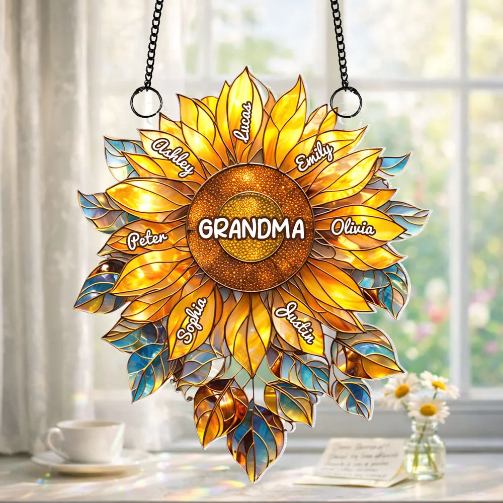 Custom Sunflower "Grandma's Love Bugs" Suncatcher - Personalized Window Art with Names for Grandma, Nana & Gigi - Unique Mother's Day or Birthday Gift - Image 6