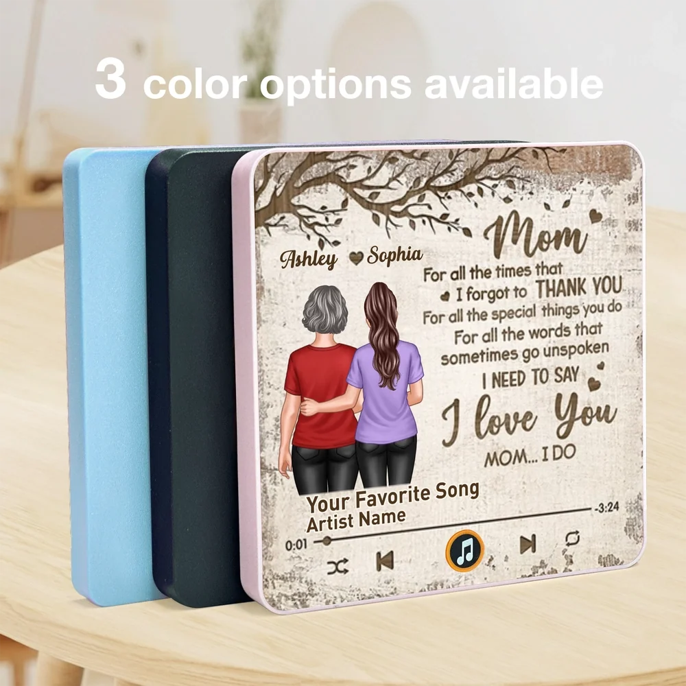 Acrylic Music Magnet Personalized for Mom, I Love You Quote with Mom and Daughter Hugging, Sweet Gift Idea - Image 3