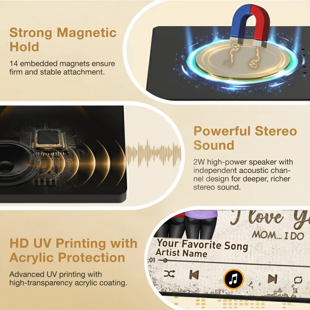 Acrylic Music Magnet Personalized for Mom, I Love You Quote with Mom and Daughter Hugging, Sweet Gift Idea - Image 5