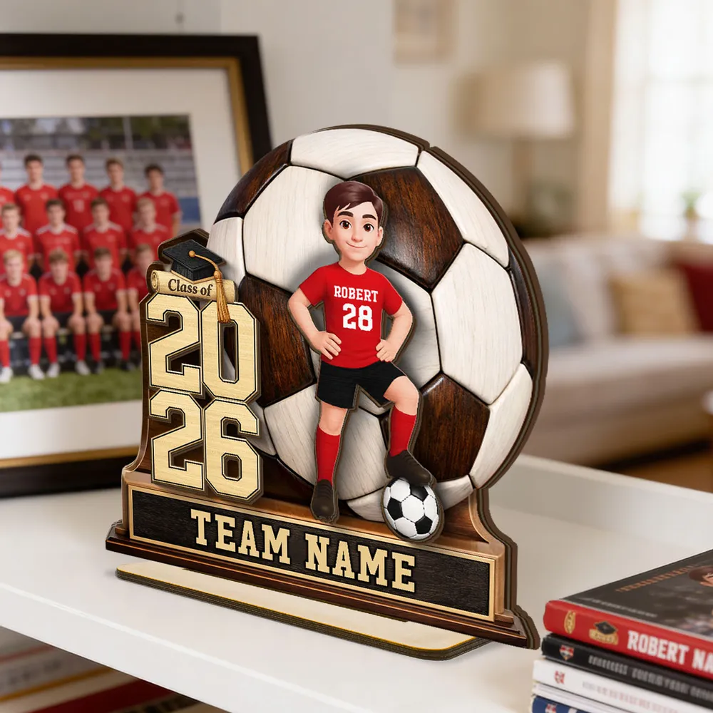 Personalized Soccer Graduation 2-Layer Wooden Plaque for Son or Daughter, Field-Ready Keepsake, Unique Gift - Image 6