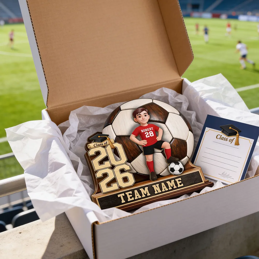 Personalized Soccer Graduation 2-Layer Wooden Plaque for Son or Daughter, Field-Ready Keepsake, Unique Gift - Image 7