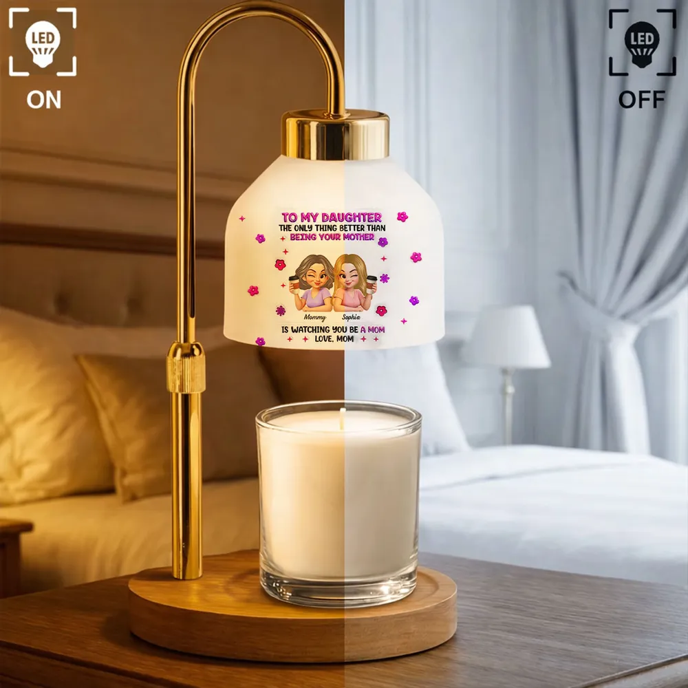 Personalized Candle Warmer Lamp for Daughter, Watching You Be a Mom Quote, Cute Cartoon Gift from Mom - Image 3