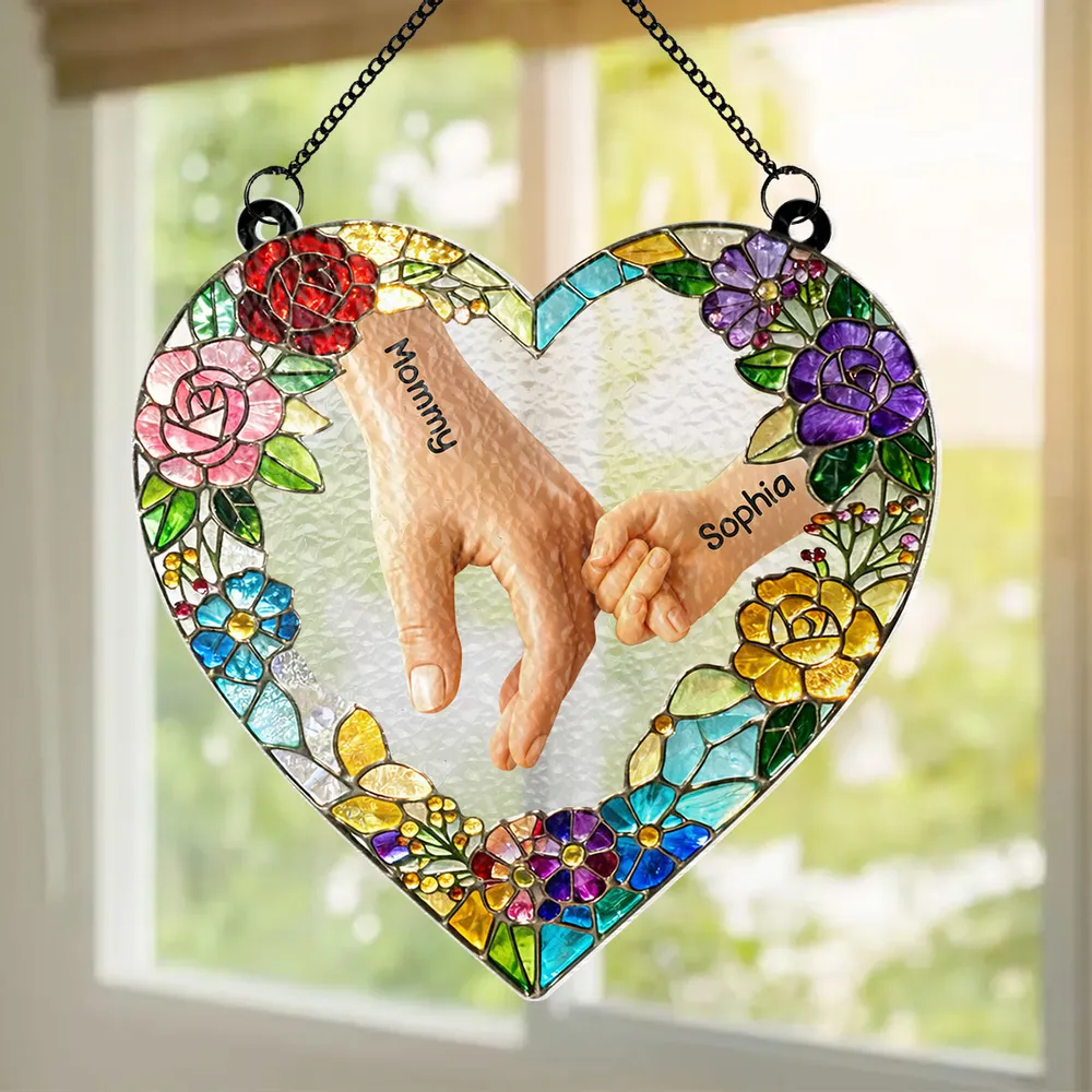 Heartwarming Personalized Acrylic Ornament Holding Hands in a Stained Glass Style Look - A Sweet Gift for Mom - Image 6