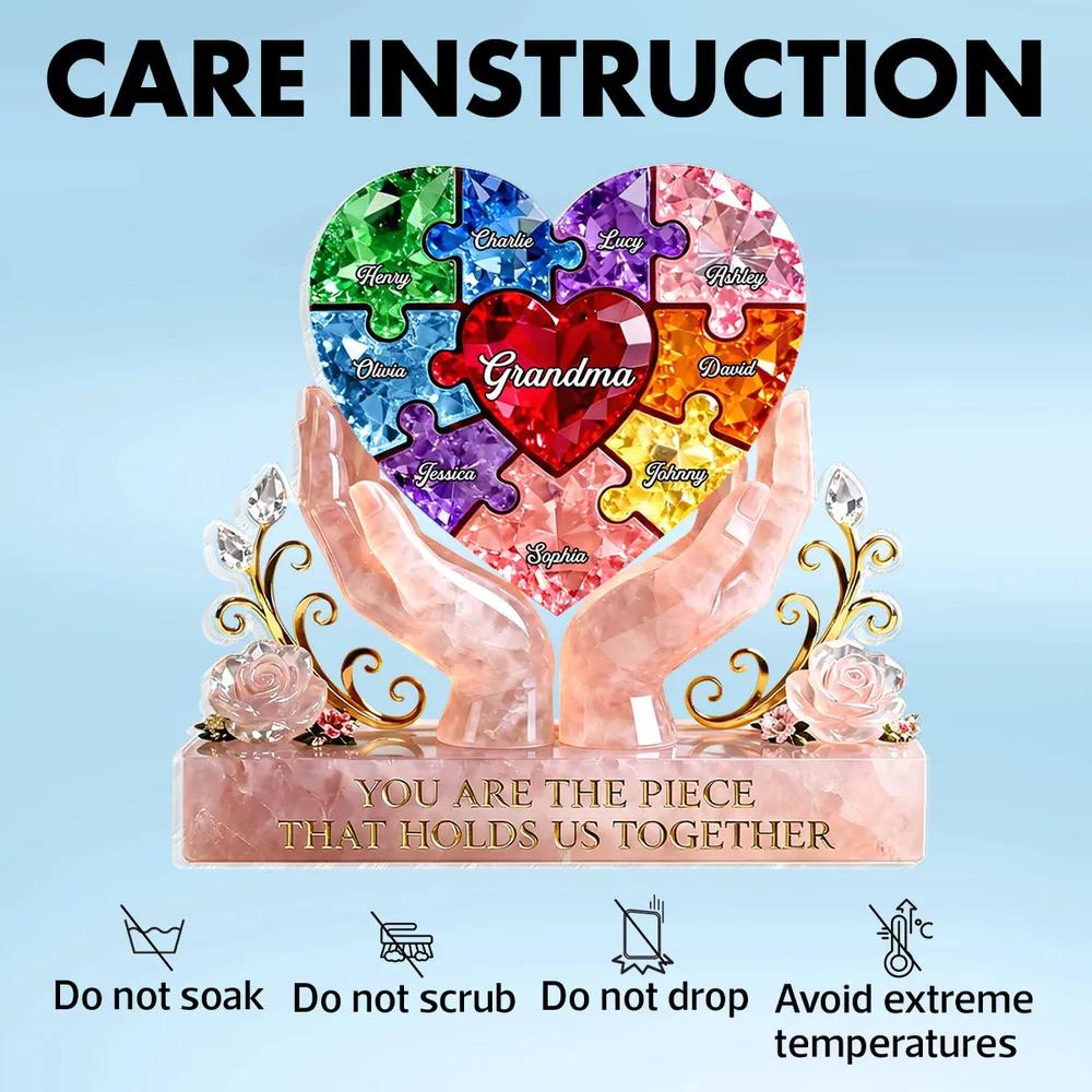 Personalized Shaped Acrylic Block Plaque Puzzle Heart for Grandma, Unique Gift That Holds Us Together - Image 5