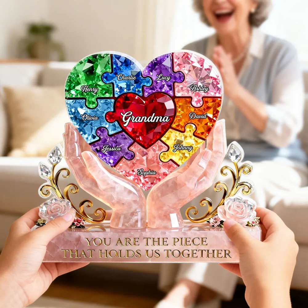 Personalized Shaped Acrylic Block Plaque Puzzle Heart for Grandma, Unique Gift That Holds Us Together - Image 6