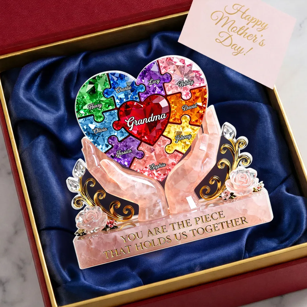 Personalized Shaped Acrylic Block Plaque Puzzle Heart for Grandma, Unique Gift That Holds Us Together - Image 7