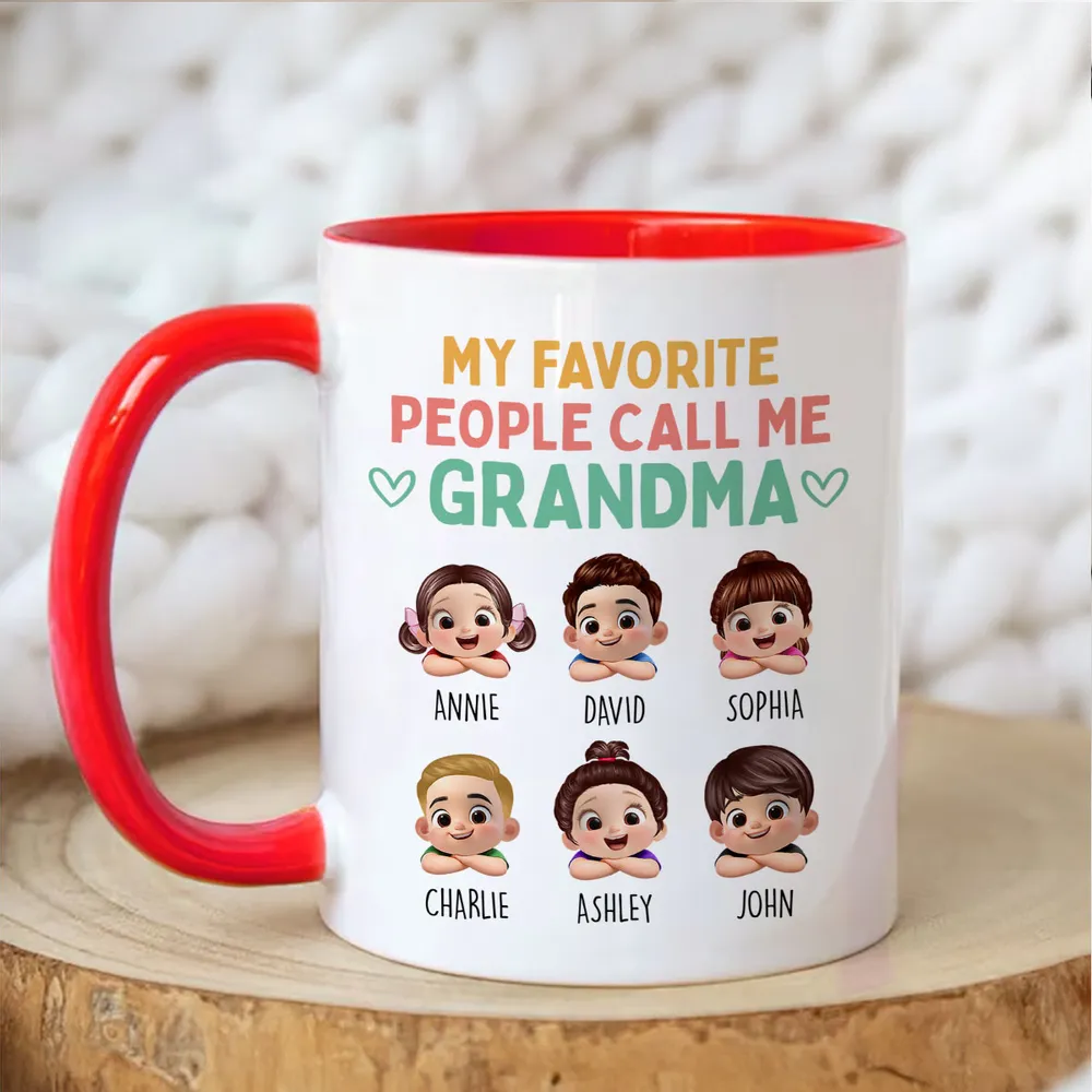 Personalized Grandma Ceramic Mug with Cute Grandkids Illustration, Sweet Daily Coffee Gift for Grandma - Image 7