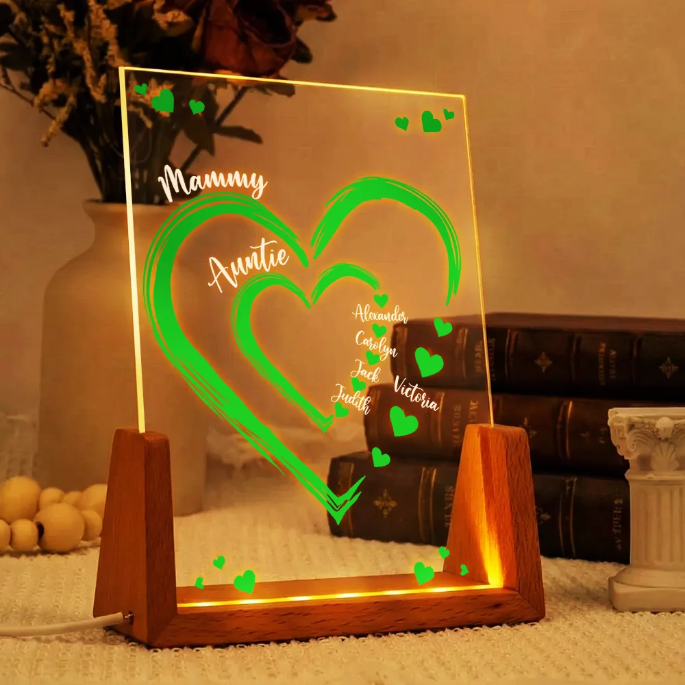 Personalized LED Light Frame with Heart Design for Grandma and Mom - Cozy Night Glow, Unique Family Gift - Image 4