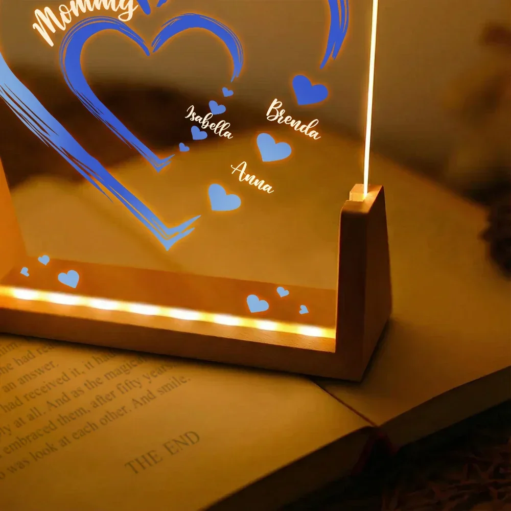 Personalized LED Light Frame with Heart Design for Grandma and Mom - Cozy Night Glow, Unique Family Gift - Image 6