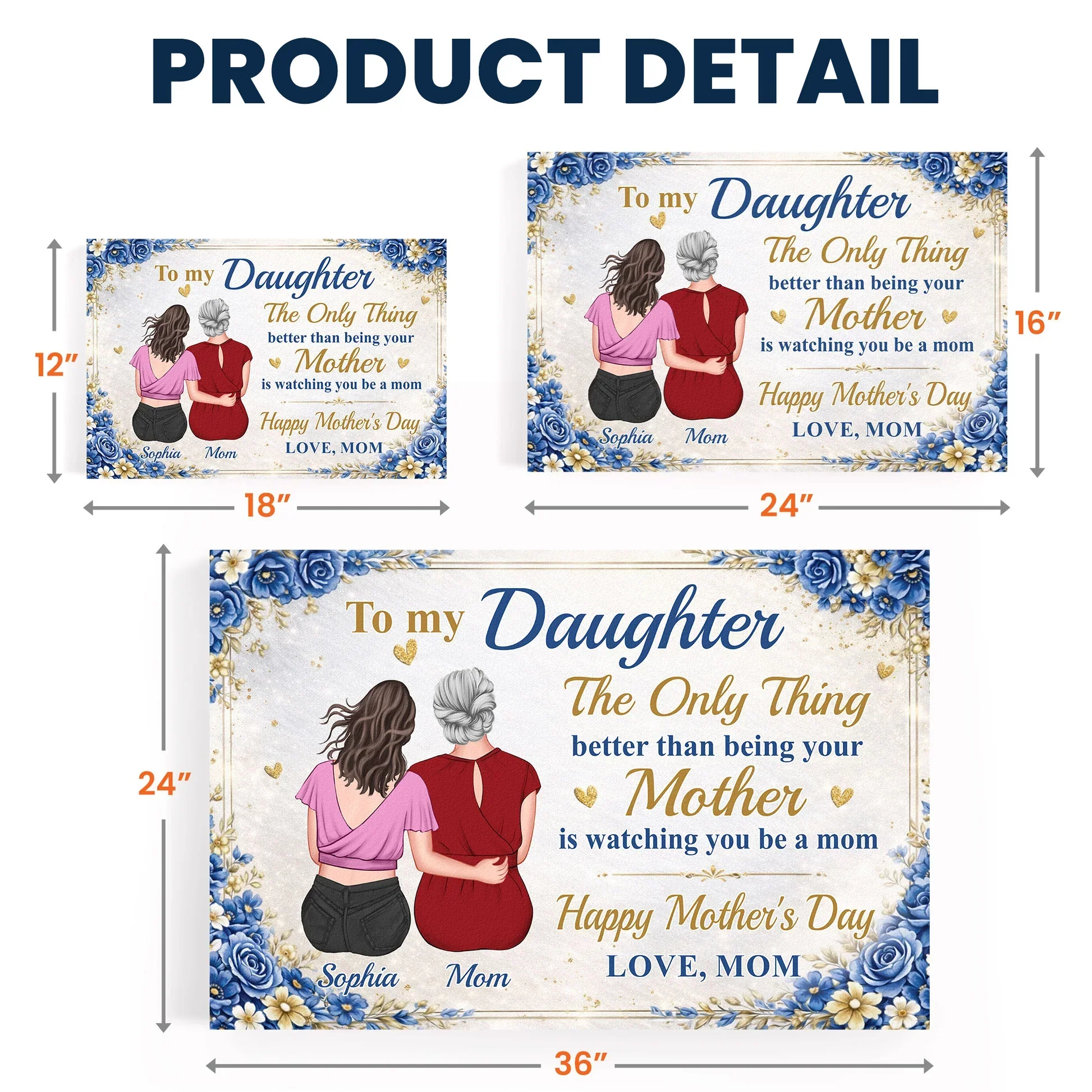 Personalized Mother-Daughter Poster, Back-Hug Illustration Wall Art, Mother's Day Gift That Celebrates Her Becoming a Mom - Image 4