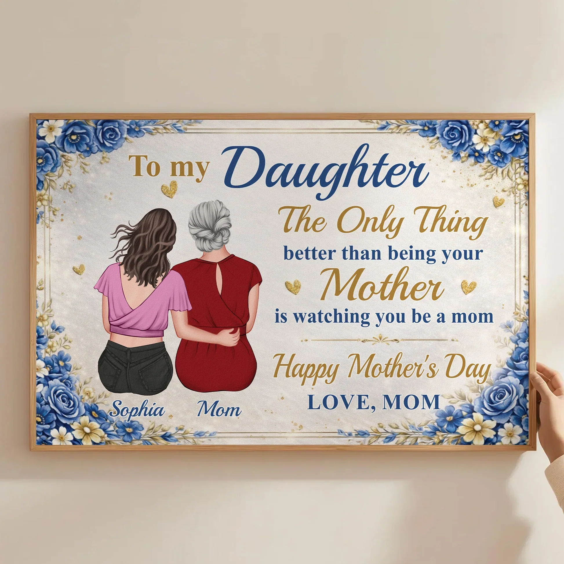Personalized Mother-Daughter Poster, Back-Hug Illustration Wall Art, Mother's Day Gift That Celebrates Her Becoming a Mom - Image 8