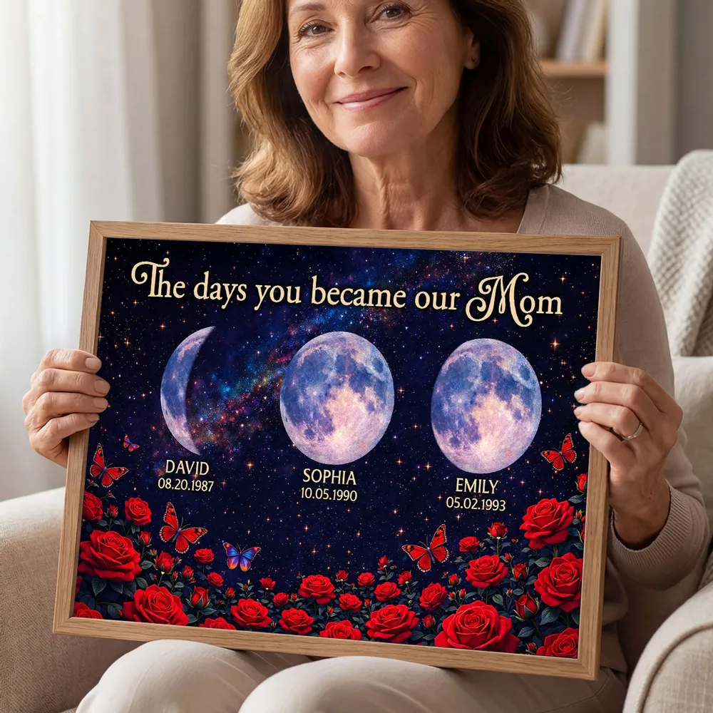 Personalized Moon Phase Rose Night Sky Poster for Mom - Custom Keepsake Wall Art, Unique Gift - Image 3