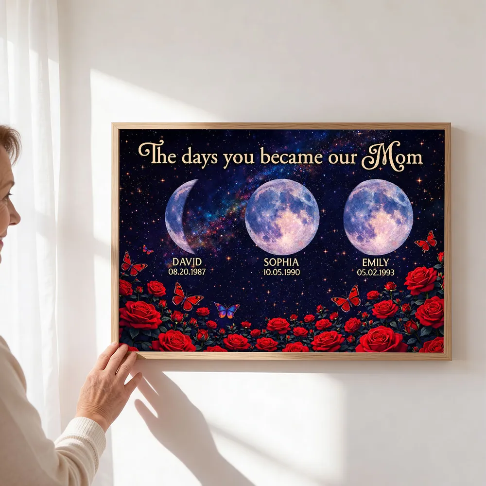 Personalized Moon Phase Rose Night Sky Poster for Mom - Custom Keepsake Wall Art, Unique Gift - Image 5