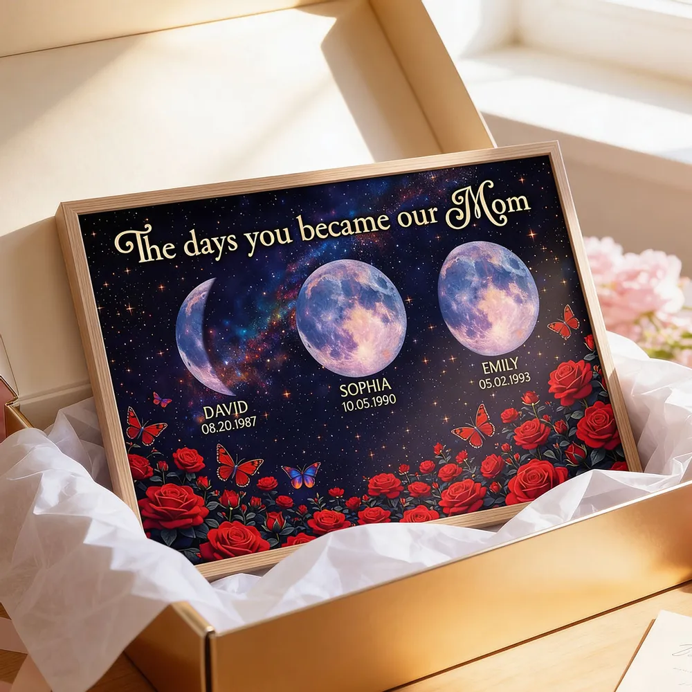 Personalized Moon Phase Rose Night Sky Poster for Mom - Custom Keepsake Wall Art, Unique Gift - Image 8