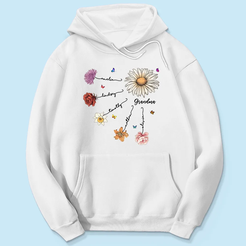 Personalized Birth Flower Grandma Classic Tee, Custom Names Floral Shirt, Unique Mother's Day Gift - Image 6