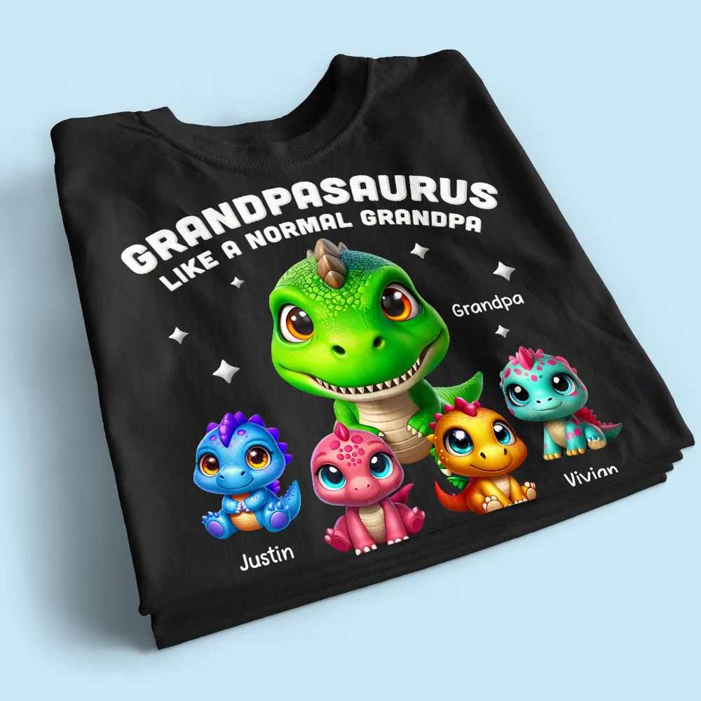 Personalized Grandpasaurus Classic Tee With Cute Dinosaur Characters, Funny Grandpa Gift For Father's Day - Image 3