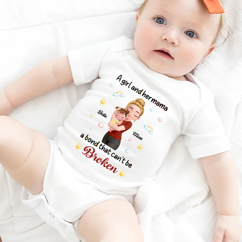Personalized Short Sleeve Baby Onesie Mom and Baby Hugging Design Unique Gift for New Moms, a bond that can't be broken - Image 4