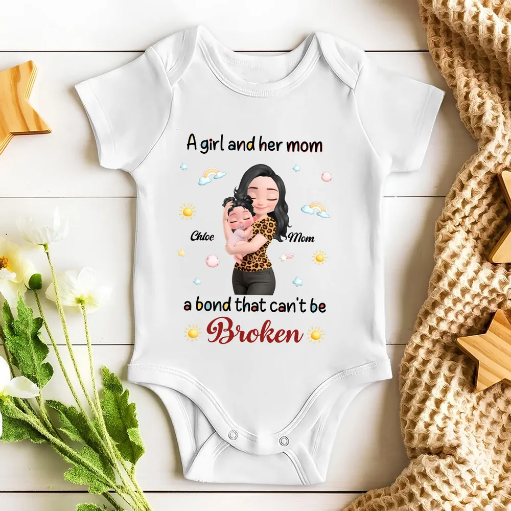 Personalized Short Sleeve Baby Onesie Mom and Baby Hugging Design Unique Gift for New Moms, a bond that can't be broken - Image 5