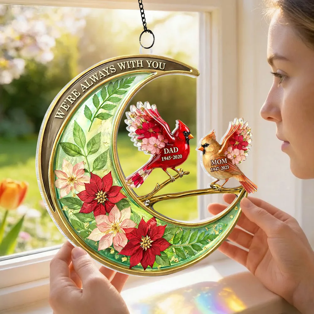 I'm Always With You Cardinal Acrylic Suncatcher Ornament, Personalized Remembrance Window Hanging, Thoughtful Gift for Family - Image 5
