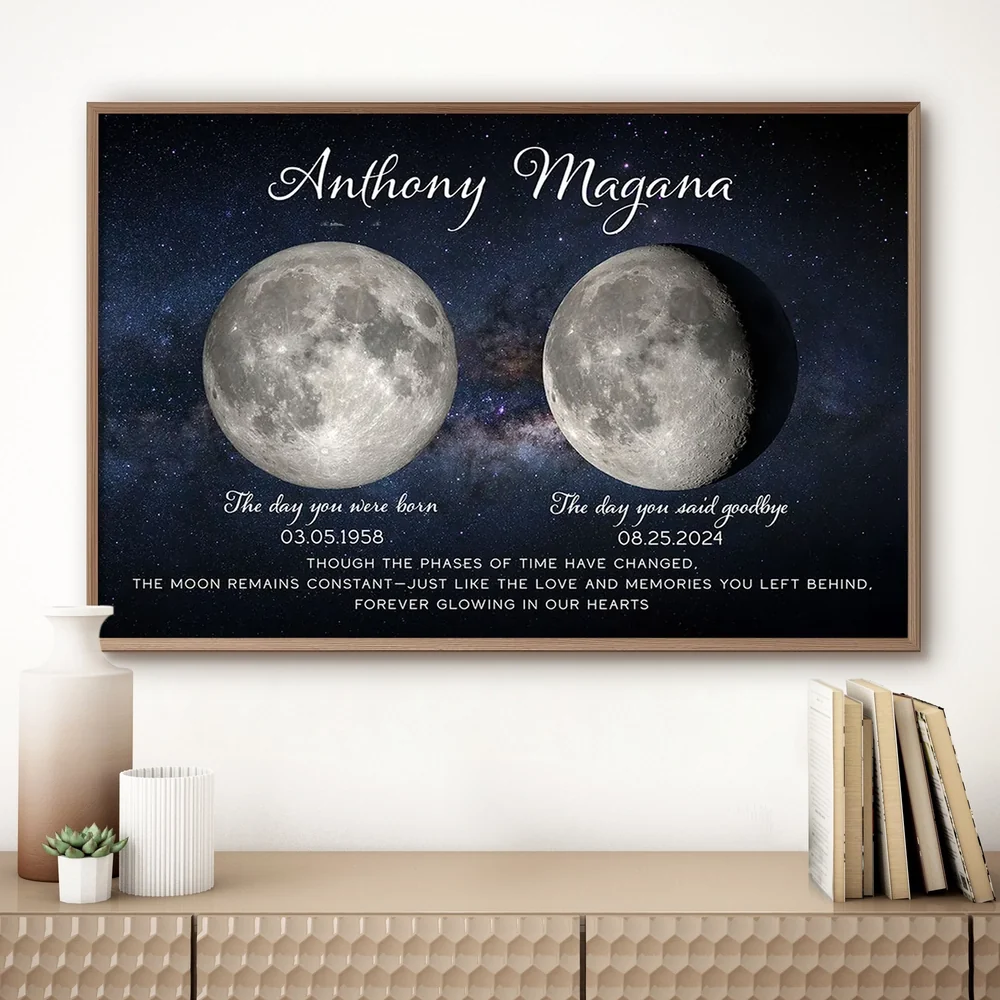 Custom Birth and Goodbye Moon Phases Poster, Night Sky Remembrance Decor, Thoughtful Unique Gift for Loved Ones - Image 3