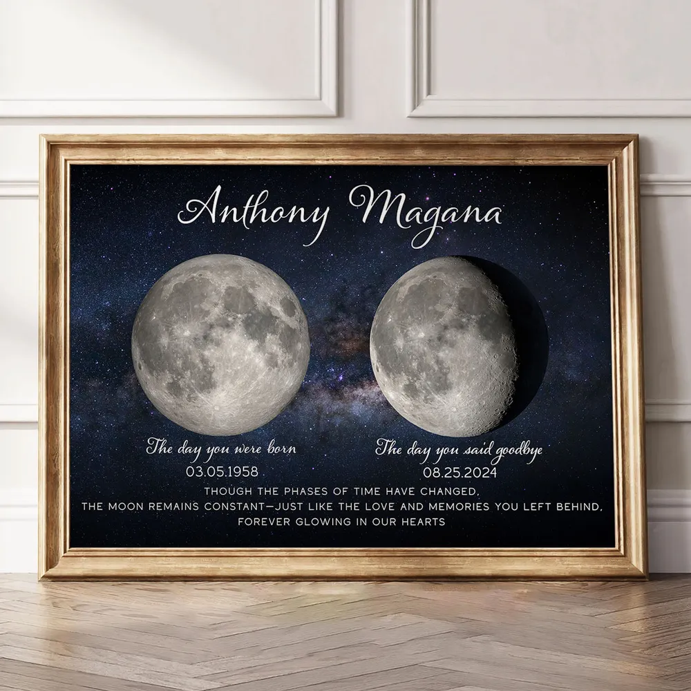 Custom Birth and Goodbye Moon Phases Poster, Night Sky Remembrance Decor, Thoughtful Unique Gift for Loved Ones - Image 5