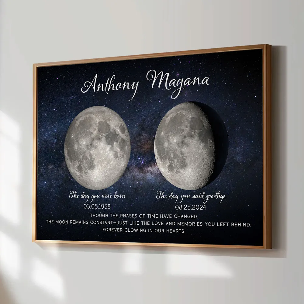 Custom Birth and Goodbye Moon Phases Poster, Night Sky Remembrance Decor, Thoughtful Unique Gift for Loved Ones - Image 6