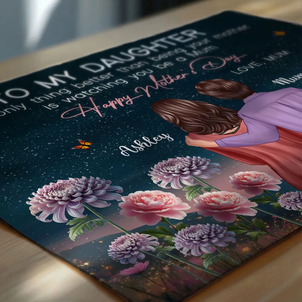 Custom Mother to Daughter Poster, Floral Night Landscape with Warm Message, Unique Creative Gift for Mom - Image 7