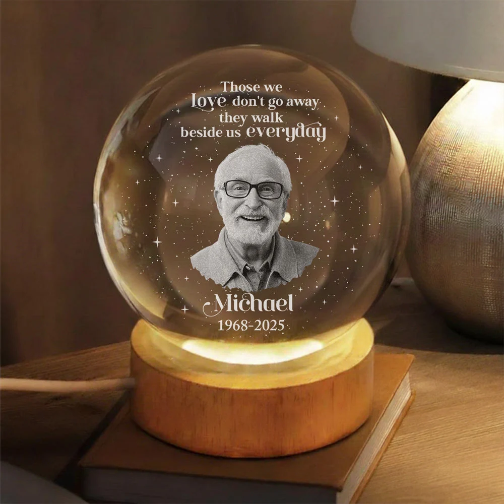 Personalized Globe Lamp Memorial Photo Gift, 'I'm Always With You' Warm Night Light for Mom Remembrance - Image 3