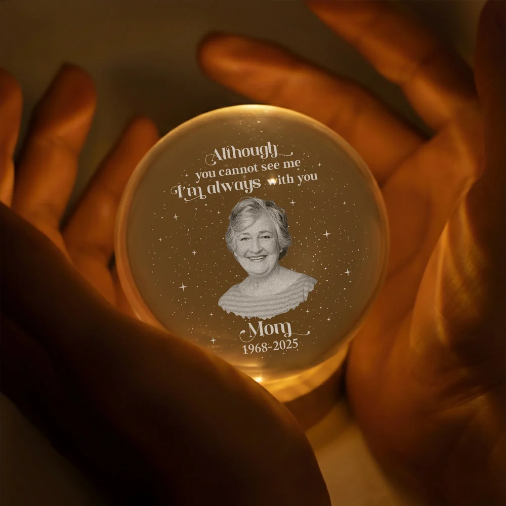 Personalized Globe Lamp Memorial Photo Gift, 'I'm Always With You' Warm Night Light for Mom Remembrance - Image 4