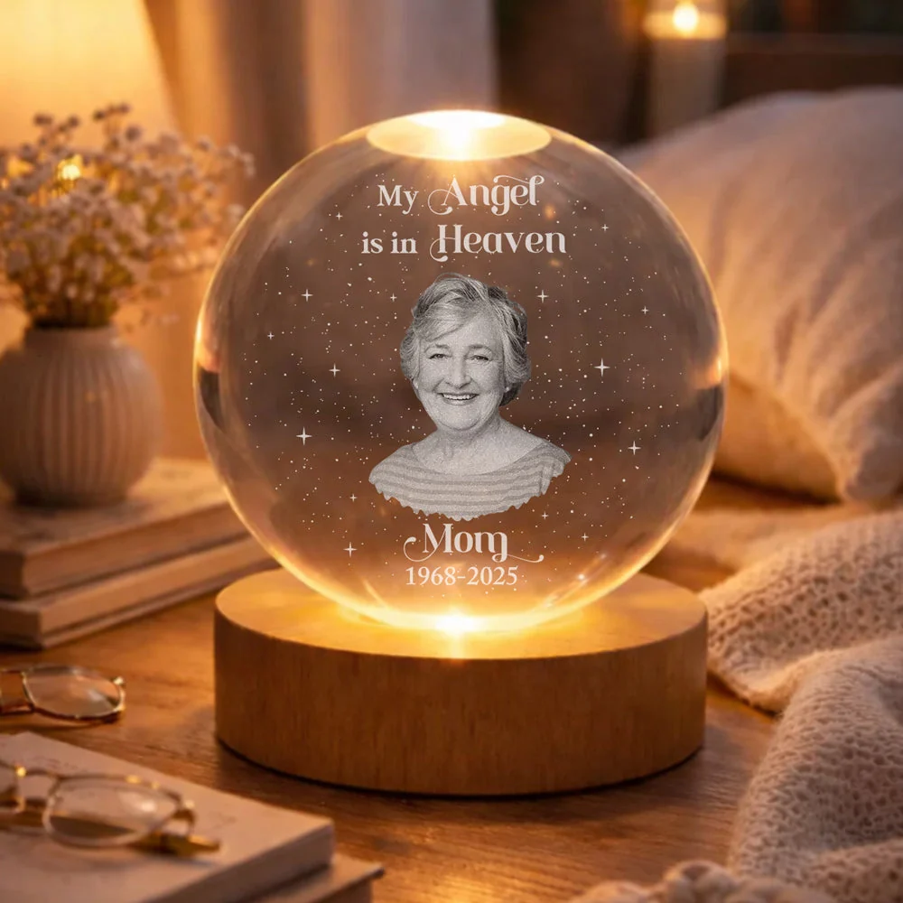 Personalized Globe Lamp Memorial Photo Gift, 'I'm Always With You' Warm Night Light for Mom Remembrance - Image 5