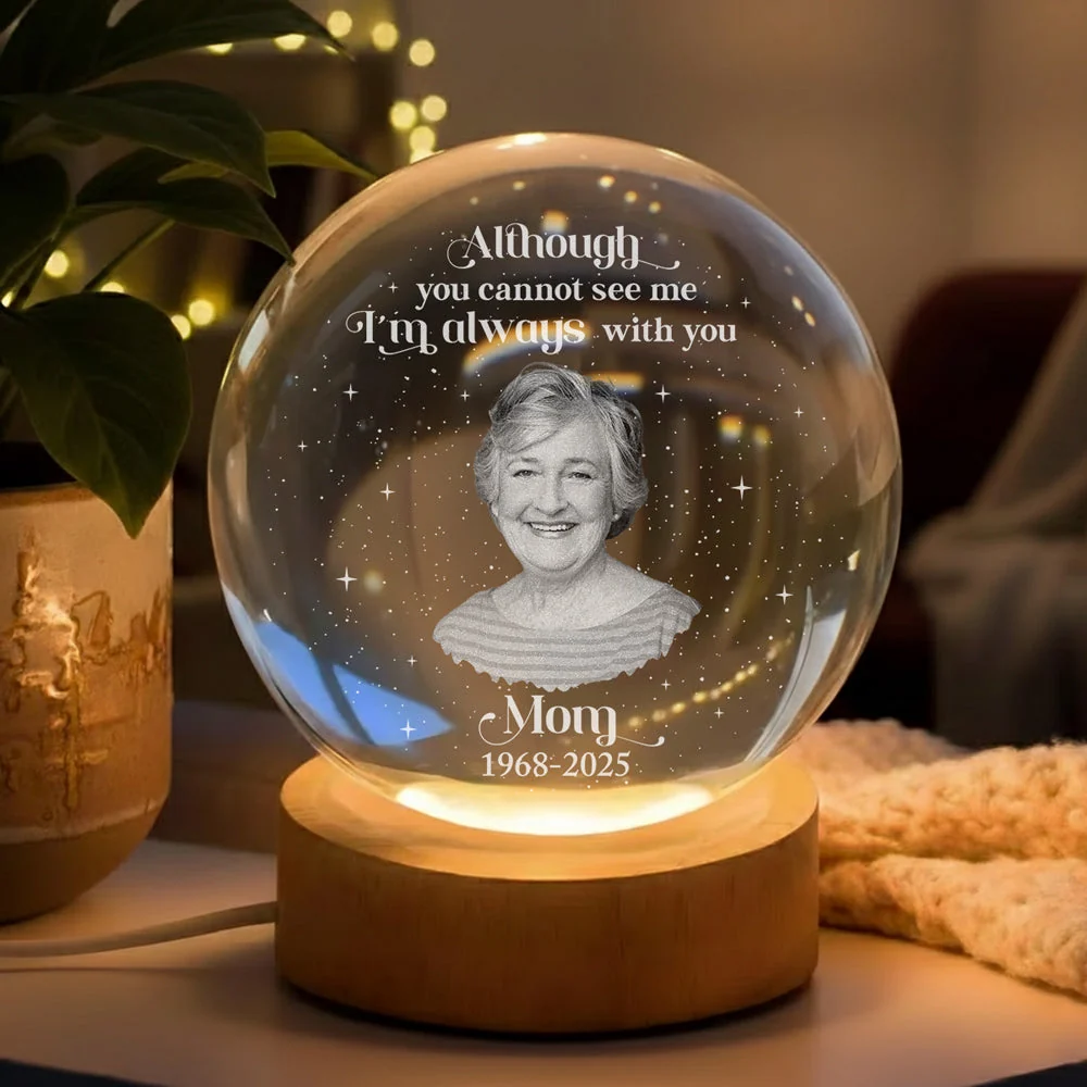Personalized Globe Lamp Memorial Photo Gift, 'I'm Always With You' Warm Night Light for Mom Remembrance - Image 6