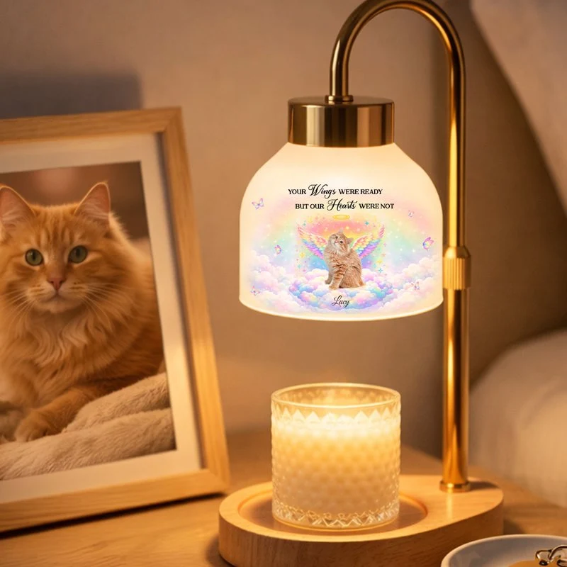 Personalized Pet Memorial Candle Warmer Lamp With Angel Dog Rainbow Clouds, A Unique Sympathy Gift For Dog Lovers - Image 3