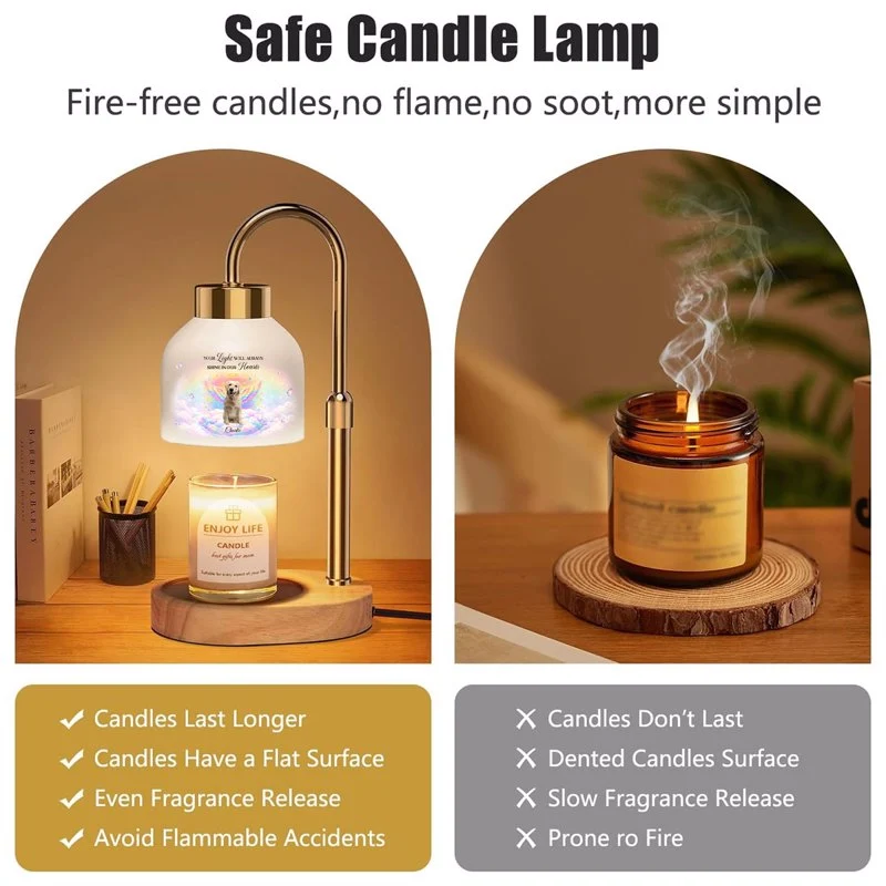 Personalized Pet Memorial Candle Warmer Lamp With Angel Dog Rainbow Clouds, A Unique Sympathy Gift For Dog Lovers - Image 5