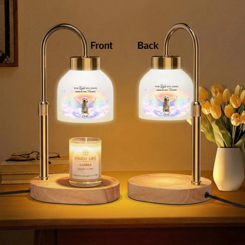 Personalized Pet Memorial Candle Warmer Lamp With Angel Dog Rainbow Clouds, A Unique Sympathy Gift For Dog Lovers - Image 7