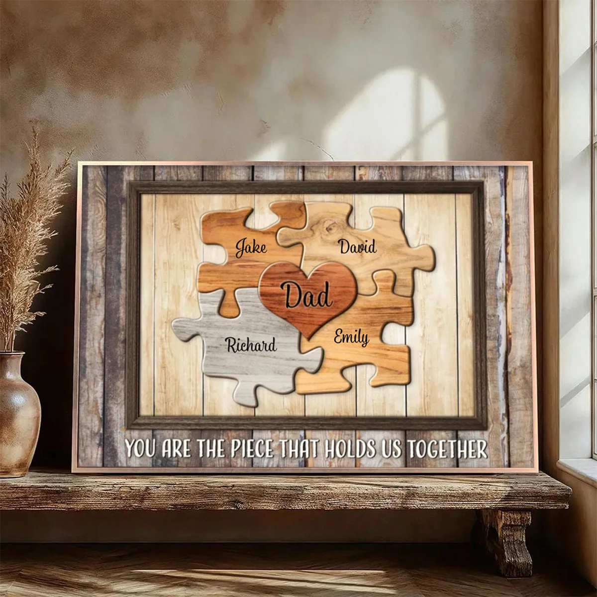 Personalized Dad Puzzle Poster Wall Art You Are The Piece That Holds Us Together Unique Father's Day Gift - Image 3