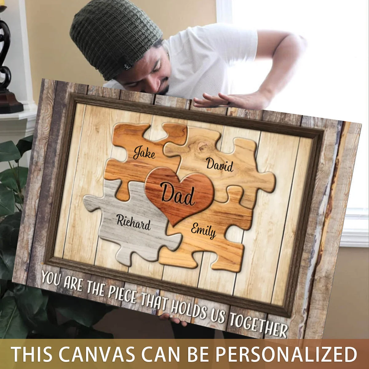 Personalized Dad Puzzle Poster Wall Art You Are The Piece That Holds Us Together Unique Father's Day Gift - Image 6