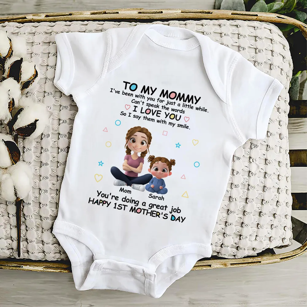 Personalized Short Sleeve Baby Onesie 'To My Mommy I Love You' Cute Cartoon Mom and Baby Gift for First Mother's Day - Image 5