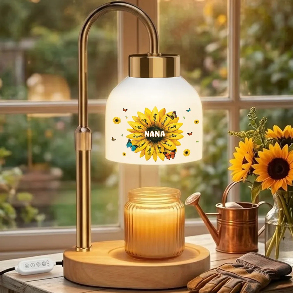 Personalized Sunflower Nana Candle Warmer Lamp with Custom Names, Cozy Home Decor, Unique Gift for Grandma - Image 4