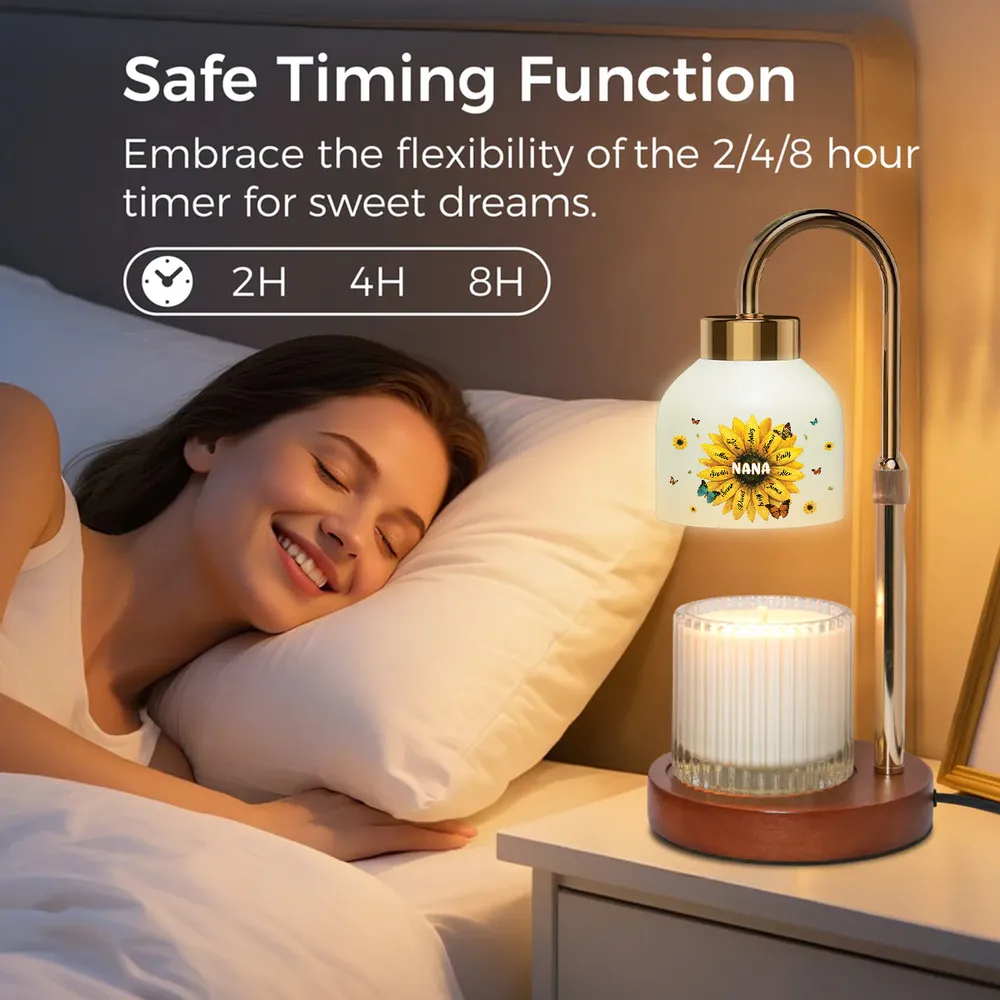 Personalized Sunflower Nana Candle Warmer Lamp with Custom Names, Cozy Home Decor, Unique Gift for Grandma - Image 6