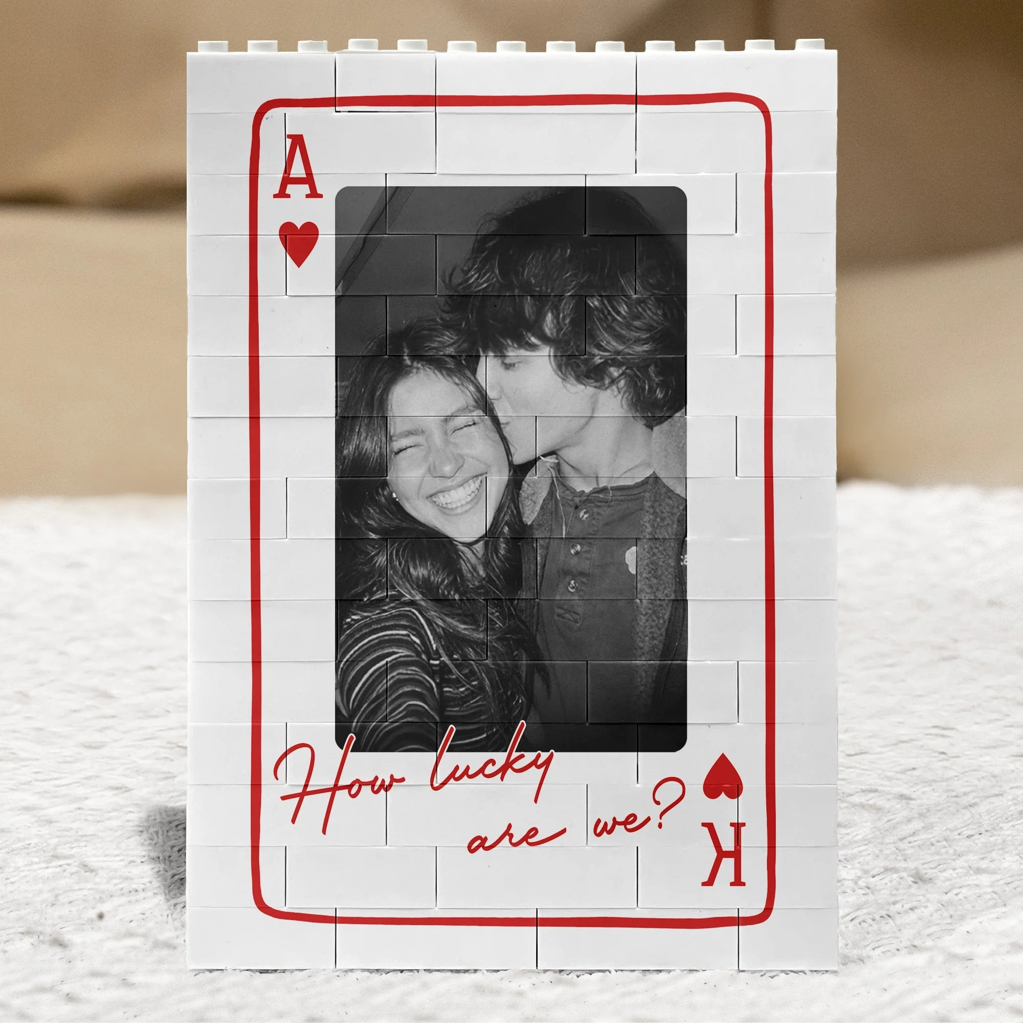 Couple Photo ABS Building Brick Puzzle in Playing Card Design, Personalized Keepsake for Boyfriend or Girlfriend, Sweet Gift - Image 3