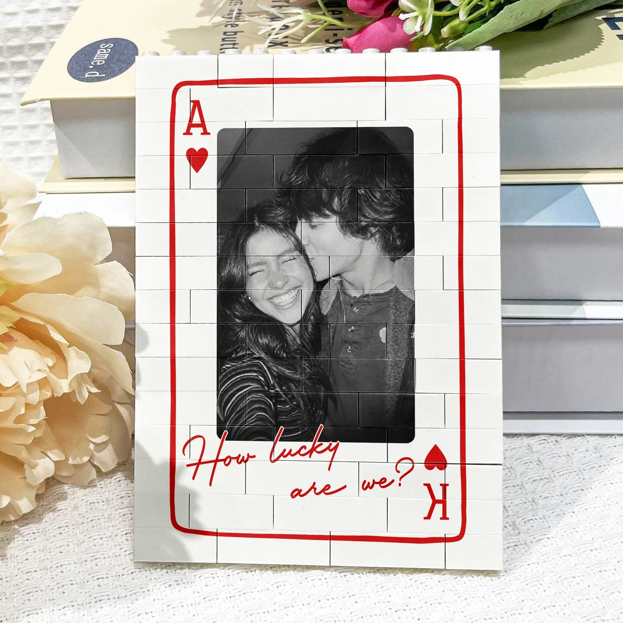Couple Photo ABS Building Brick Puzzle in Playing Card Design, Personalized Keepsake for Boyfriend or Girlfriend, Sweet Gift - Image 5