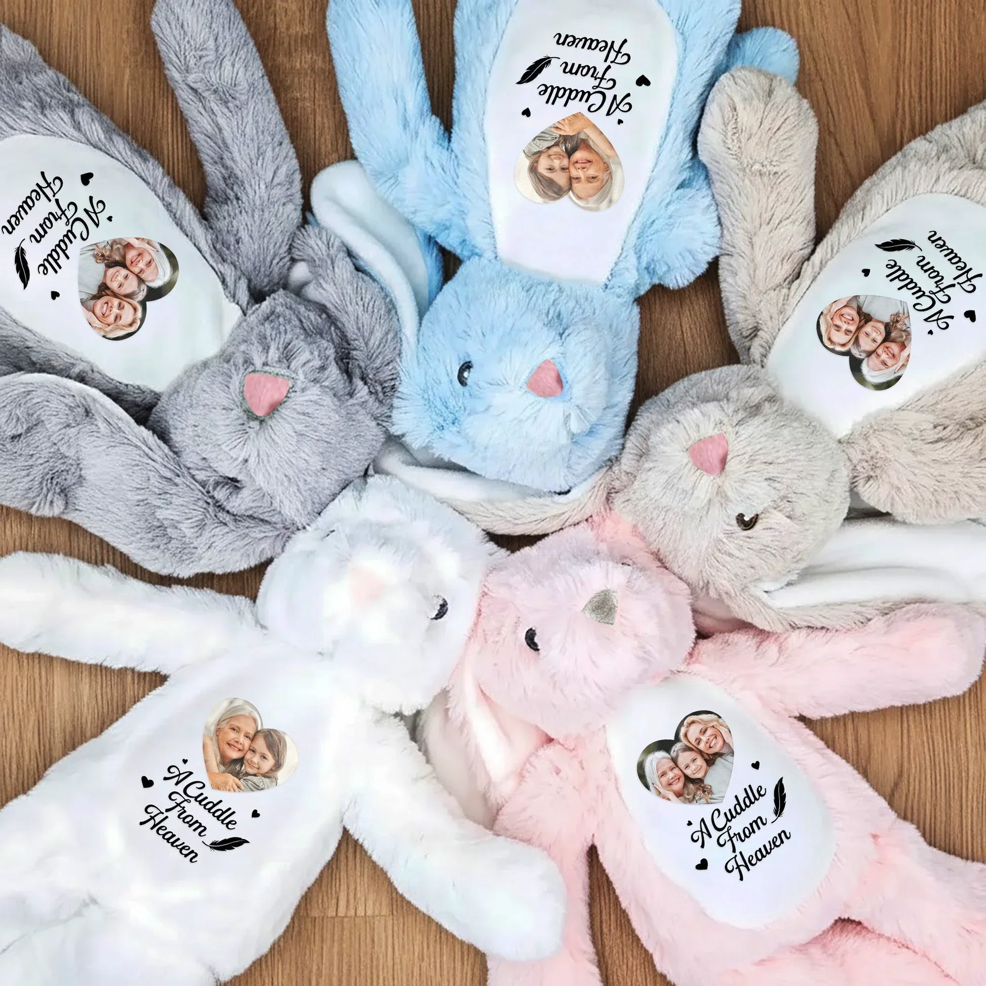 Personalized Plush Bunny with Photo and A Cuddle From Heaven Quote - Unique Memorial Gift - Image 4