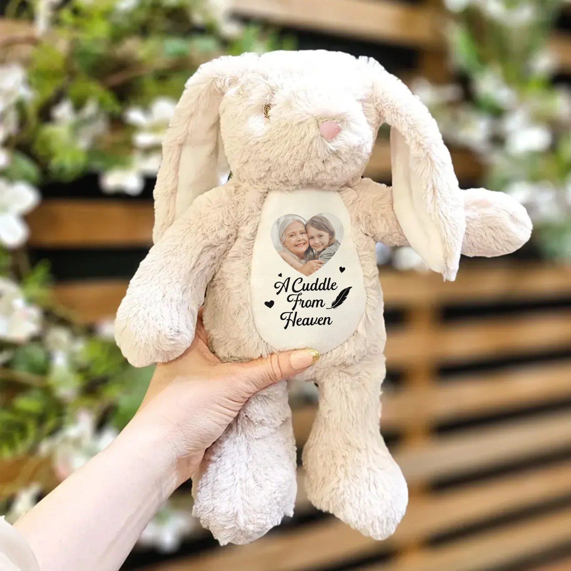Personalized Plush Bunny with Photo and A Cuddle From Heaven Quote - Unique Memorial Gift - Image 5