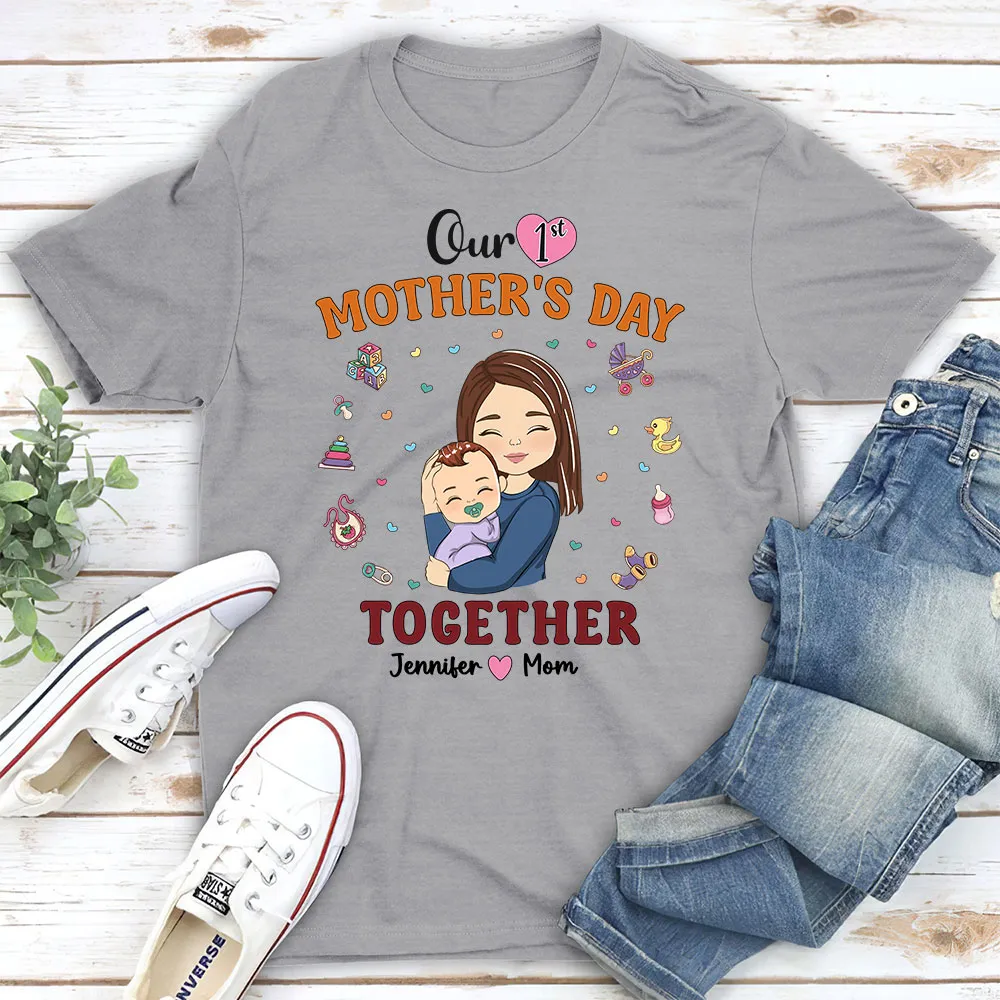 Personalized Our 1st Mother's Day Together T-Shirt and Onesie Set, Cute Mom and Baby Gift - Image 3
