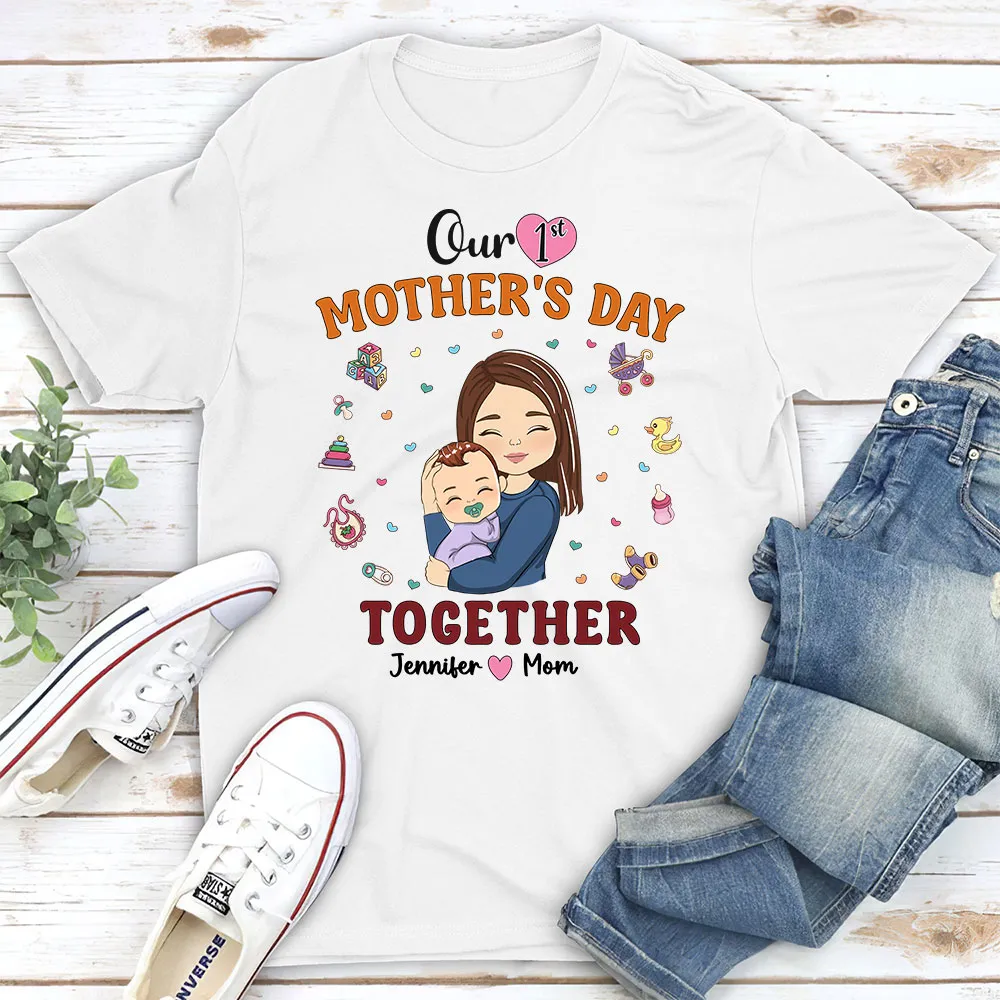 Personalized Our 1st Mother's Day Together T-Shirt and Onesie Set, Cute Mom and Baby Gift - Image 4