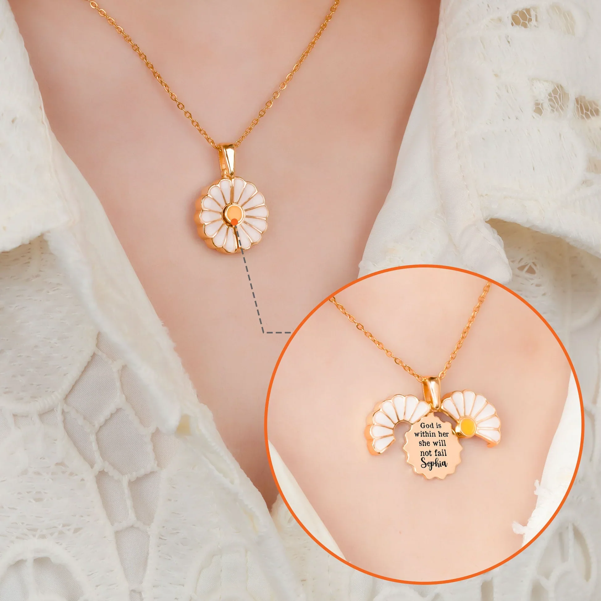 Personalized Stainless Steel Daisy Necklace With Hidden Message, Sweet Everyday Faith Gift For Her - Image 6