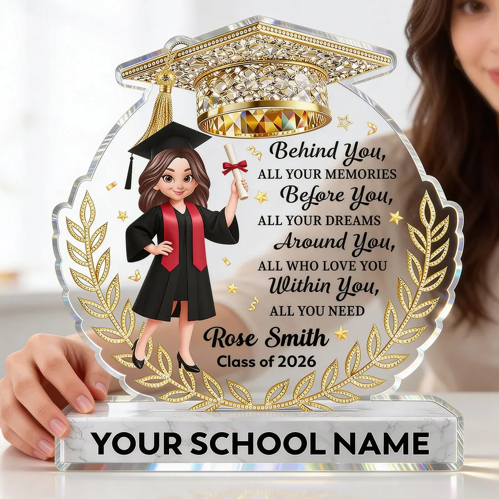 Personalized Shaped Acrylic Block Plaque Graduation Girl With Cap Quote, Unique Keepsake Gift for Grad, Shiny Gold Look Decor - Image 7