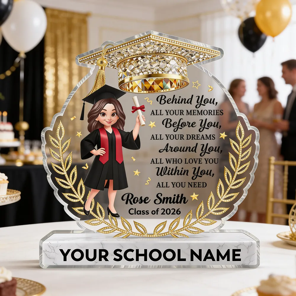Personalized Shaped Acrylic Block Plaque Graduation Girl With Cap Quote, Unique Keepsake Gift for Grad, Shiny Gold Look Decor - Image 8