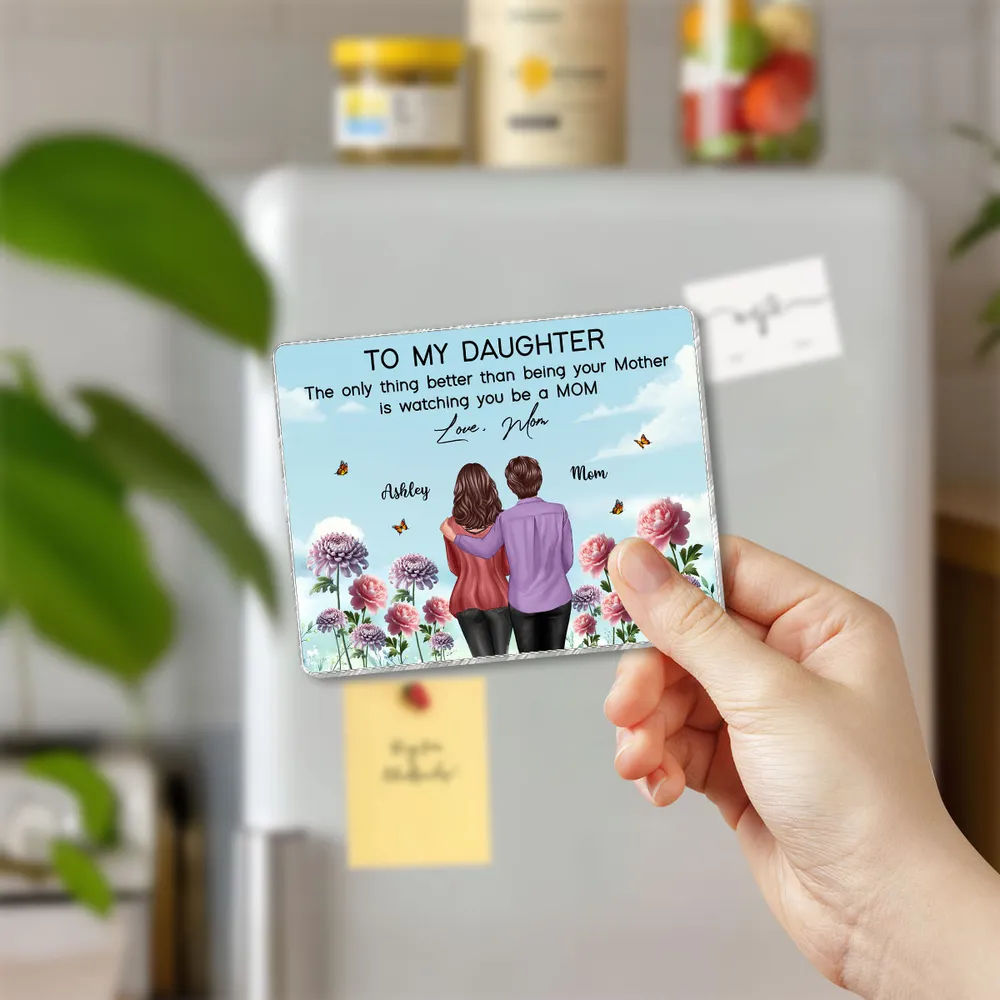 Acrylic Fridge Magnet 'To My Daughter' Mom Quote, Custom Floral Kitchen Decor, Sweet Gift for Daughter and New Mom - Image 3